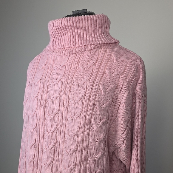 Vintage Jessie Pink Cable Knit Turtleneck Sweater – Made in Canada - Picture 4 of 6